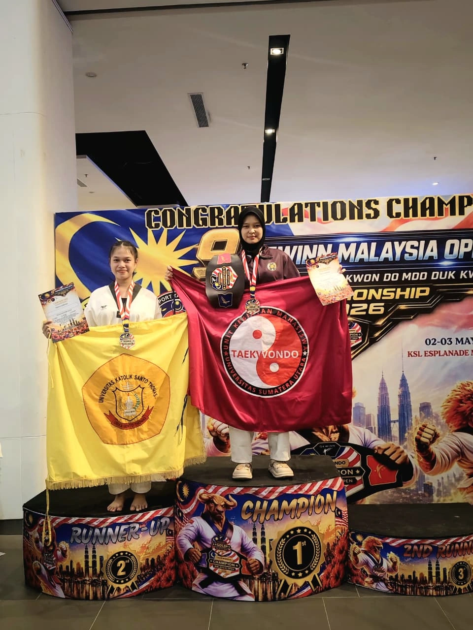 Mahasiswi FISIP USU Raih Gold Medal  dan Silver Medal Kejuaraan Taekwondo Internasional